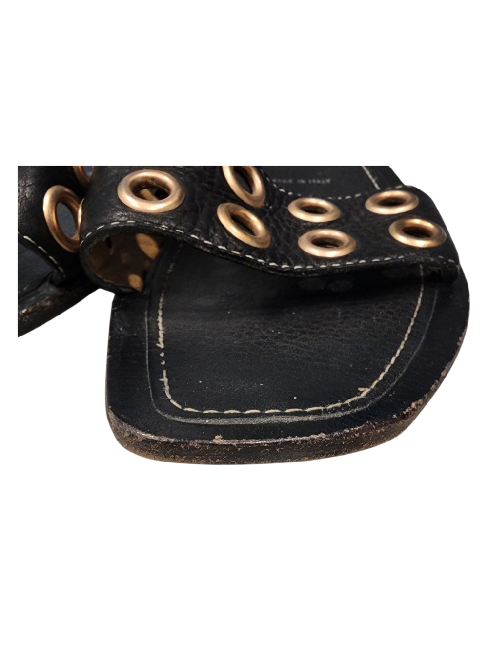 Prada Black Leather Square-Toe Slide Sandals - Picture 3 of 13